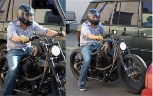 Brad Pitt on his motorcycle